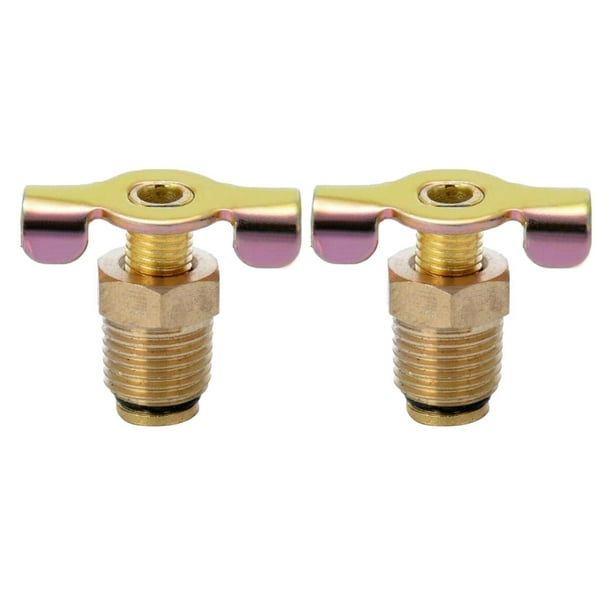 2x Válvula de drenaje de latón NPT de 1/4 ", válvula de drenaje de agua para tanque de compresor de aire, 30x24mm