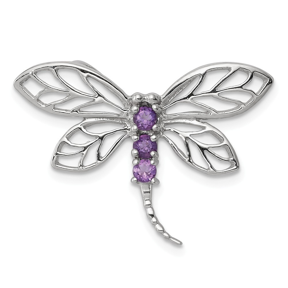 Sterling Silver Rhodium Amethyst Dragonfly Pendant .17 cwt Walmart