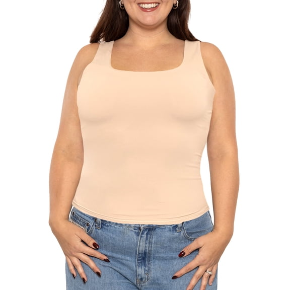 Stretch Is Comfort Women's Double Layer Tank Top Cream X-Large