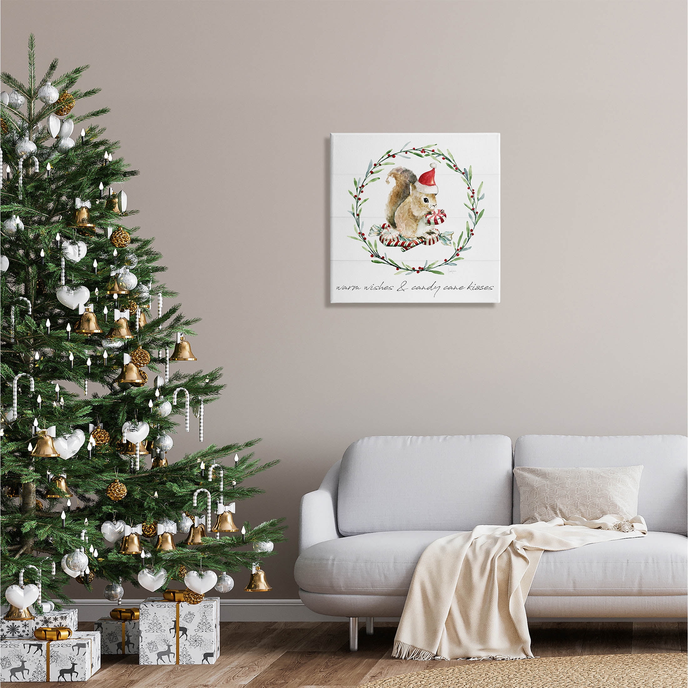 Stupell Industries Warm Wishes & Candy Kisses Phrase Graphic Art Gallery Wrapped Canvas Print Wall Art, Design by Livi Finn