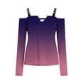 thumbnail image 5 of T-Shirts for Women,Blouses for Women Casual,Women's Ladies Neck Casual Gradient Color T-Shirts Long Sleeve Pullover Blouse,Blouses for Women Trendy, 5 of 5