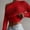 01 Red, variant on Fashion Women Color Off Shoulder Long Sleeve Sweater Pullover Sweater Puff Blouse