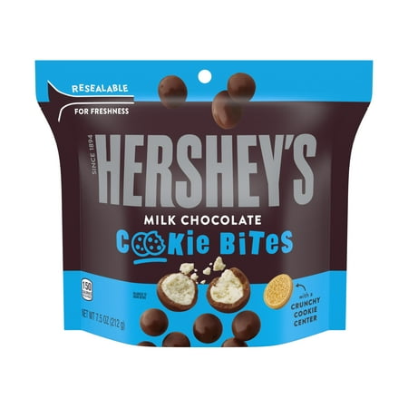 Hershey's, Milk Chocolate Cookie Bites, Chocolate Covered Cookie Snack, 7.5 Oz.
