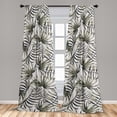 thumbnail image 2 of Tropical Window Curtains, Repetitive Monochrome Exotic Leaves Pattern on Plain Back Vintage, Lightweight Decor 2-Panel Set with Rod Pocket, Pair of - 28"x84", Sage Green and Grey Yellow, by Ambesonne, 2 of 3