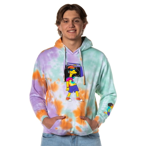 The Simpsons Men's Otto Tie Dye Pullover Hoodie Sweatshirt