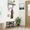thumbnail image 5 of VASAGLE 28.7" Shoe Rack Bench 3-Tier Shoe Shelf Storage Bench with Metal Mesh Shelves and Seat Shoe Rack Greige and Black, 5 of 7