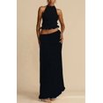 thumbnail image 2 of Two Piece Maxi Skirt Sets for Women Summer Backless Halter Beach Top Long Skirt Going Out Set 2 Piece Outfits Black S, 2 of 5