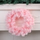 thumbnail image 3 of Corona de pino artificial con plumas rosas para puerta de entrada, ideal para decorar fiestas de cumpleaños, bodas y paredes al aire libre, 15,7 pulgadas, 3 of 8