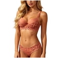 thumbnail image 2 of Women's Push up Lace Bra & Panty Set, Bow Lace Trim Adjustable Strap Bralette Matching Underwear Set Red Seamless Sports Wirefree Bra 36, 2 of 5