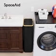 thumbnail image 3 of SpaceAid Cesto para la colada delgado con tapa, cesto para ropa estrecho de 65 L con asas de bambú, cesto plegable alto y delgado para dormitorio, baño, dormitorio, cuarto de lavado, color negro, 3 of 5