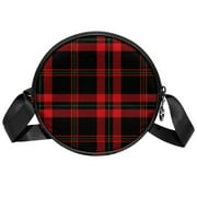 OWNTA Black & Red Scottish Plaid Pattern Stylish Twill and Jeanette Diagonal-Span Crossbody Bag - Lady bag, Personized Bag For Women And Girls