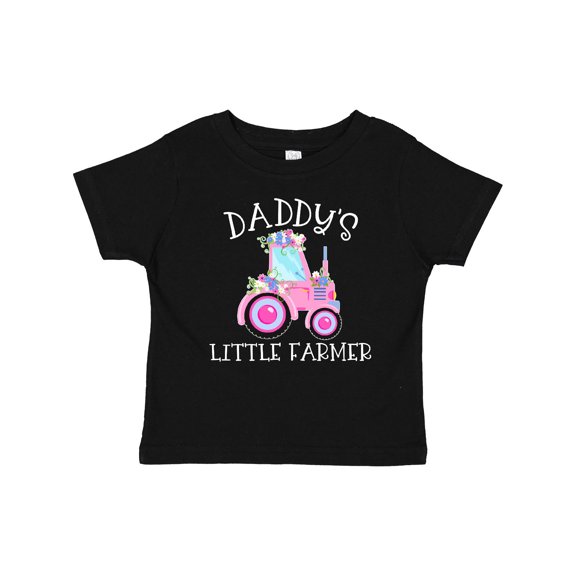 Inktastic Daddy's Little Farmer- Pink Tractor and Flowers Boys or Girls Baby T-Shirt