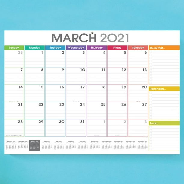 2021 Rainbow Blocks 12 X17 Medium Desk Pad Monthly Blotter Calendar For Home Or Office Walmart Com Walmart Com march 2021 rainbow calendar
