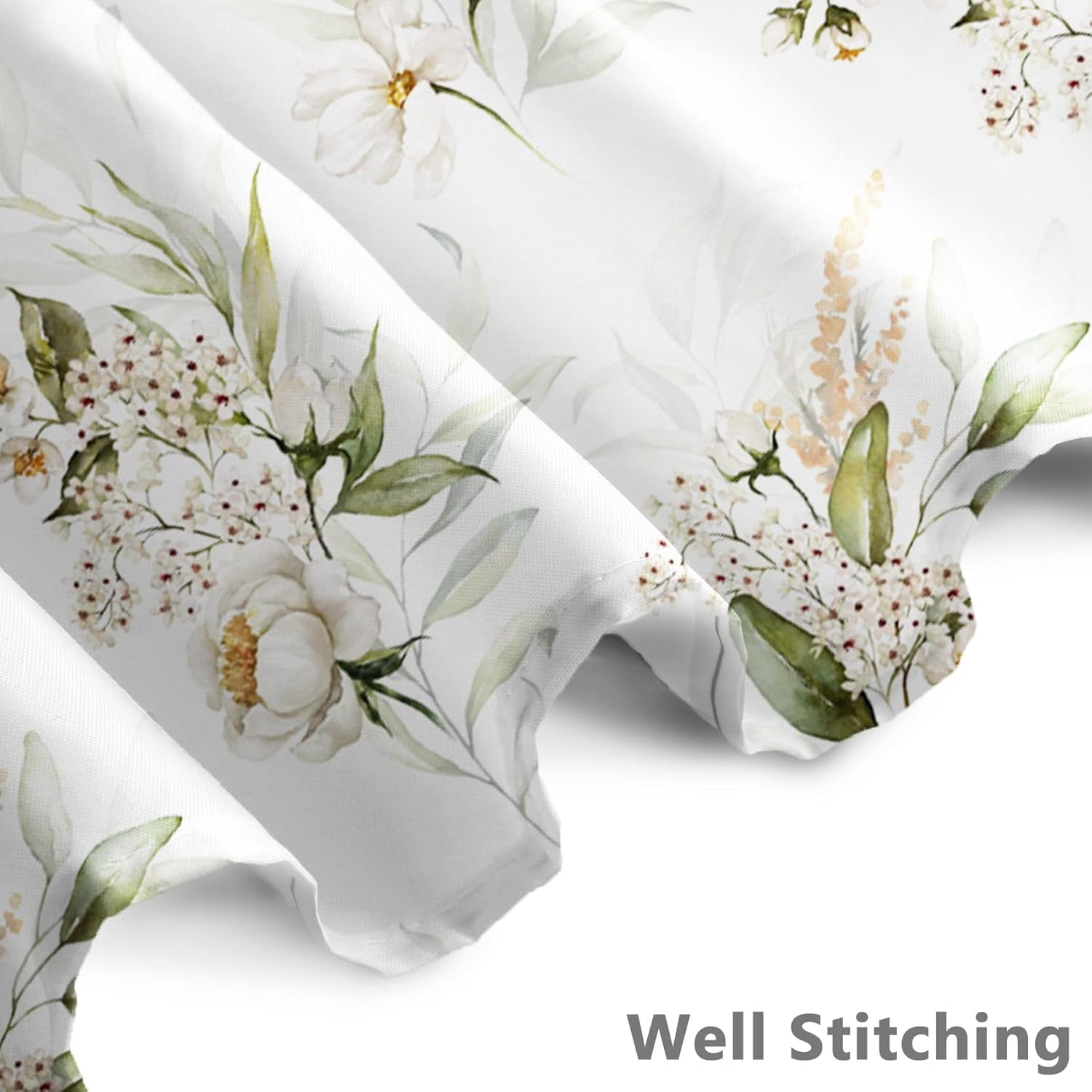 72x80 Inches Watercolor Floral Shower Curtain White Flowers Eucalyptus Leaves Botanical Leaf Nature Plant Fabric Shower Curtains for Bathroom Decor Waterproof Polyester with Hooks