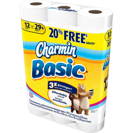 Charmin Basic Toilet Paper, 12 double rolls - Walmart.com Charmin Basic Toilet Paper, 12 double rolls - Walmart.com