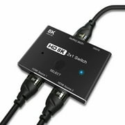 8K HDMI 2.1 Switcher 2X1 8K@60Hz 4K@120Hz HDR 2 IN 1 OUT with Switch Button PS5