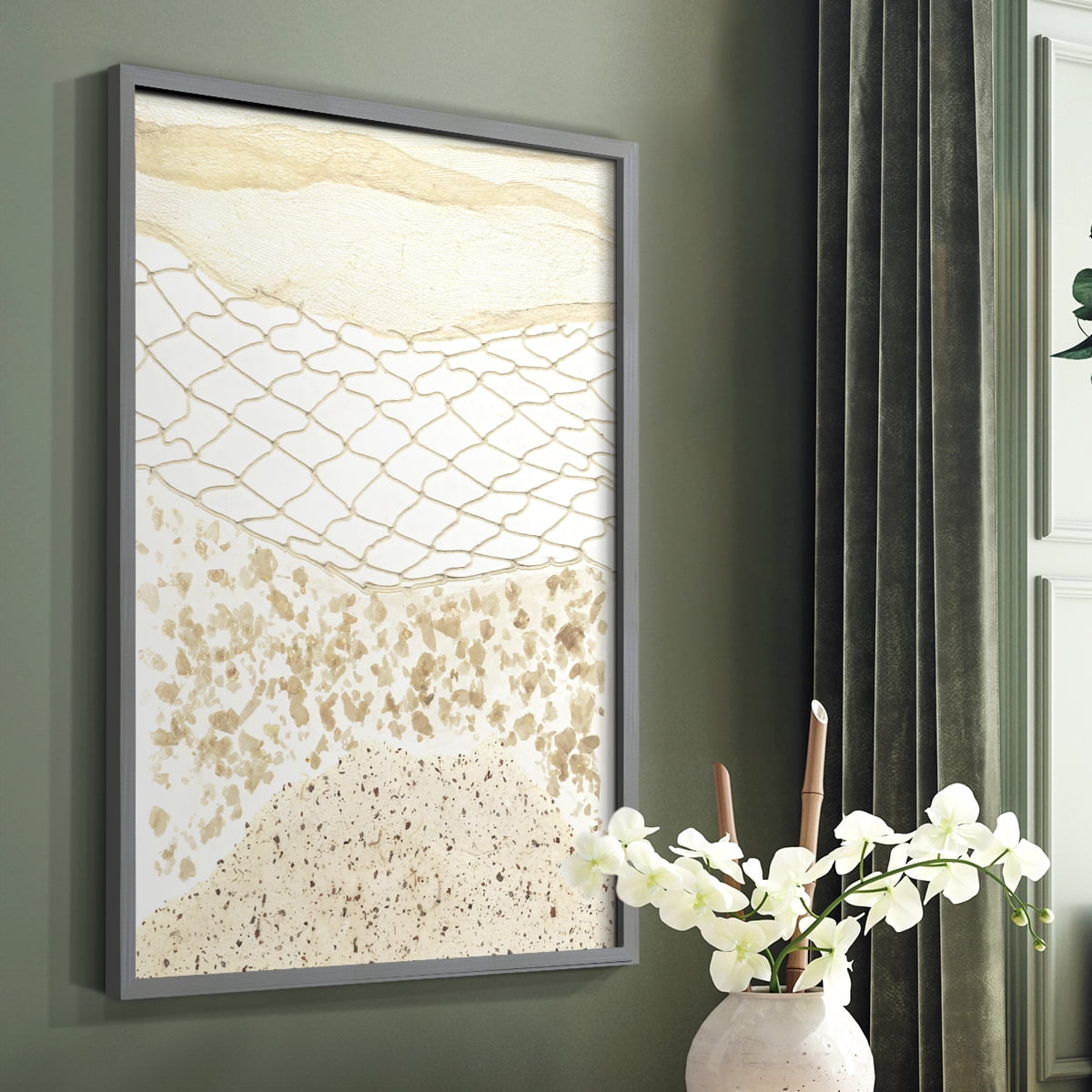 Coast Away II Framed Print in Gray Solid Wood Framed Print No Nail Hanging