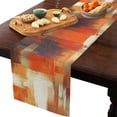 thumbnail image 2 of Table Runner Dresser Scarves 48 Inch Long, Abstract Modernity Graffiti Texture Linen Dining Table Runners Orange Brown Watercolor Painting Tabletop Scarf for Wedding Holiday Party Kitchen, 2 of 9