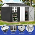 thumbnail image 6 of ModFusion 8x10 ft Storage Shed with Large Window, Lockable Double Door, Galvanized Metal Steel, Air Vent, Outdoor Utility Tool House, Dark Gray and White, 6 of 13