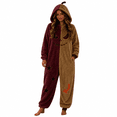 thumbnail image 2 of CQXIDFH Adult Onesies for Women Couple Split Color Pumpkin Flannel Hooded Jumpsuit Soft Fuzzy Matching Loungewear for Halloween & Movie Night Soft Comfortable Pajamas for Sleeping, 2 of 4