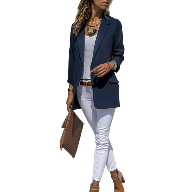 Women Lapel Neck Long Sleeve Blazer Suit Ladies Slim Fit Office OL