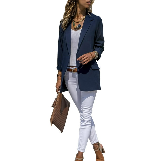 Veste Blazer à Col à Revers à Manches Longues pour Femmes, Coupe Ajustée, Bureau OL, Travail, Formelle, Manteau, Vêtement d'Extérieur