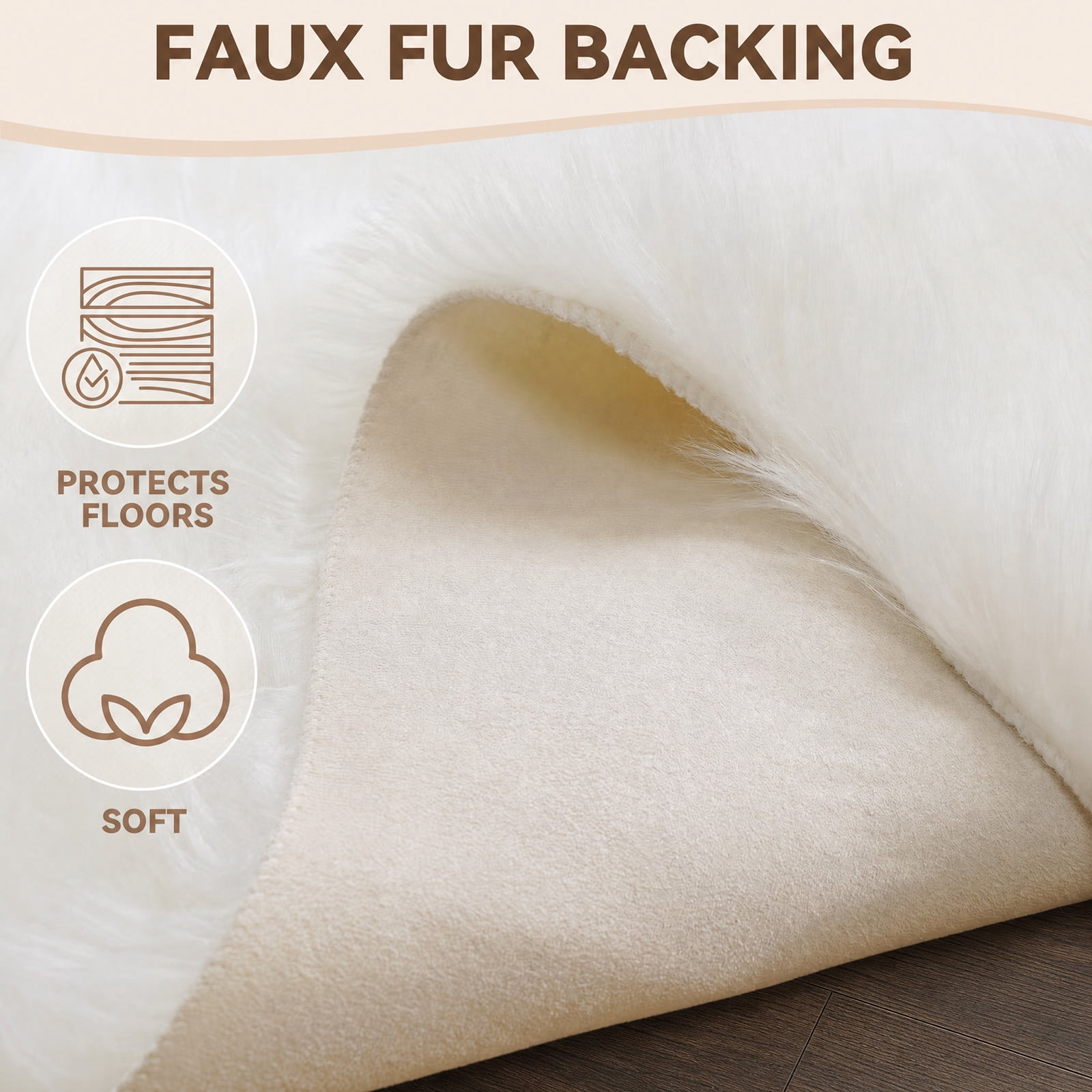 Fluffy Sheepskin Rug, YEERSWAG 2x6 ft Faux Fur Rug for Bedroom Living Room Nursery, Machine Washable Plush Carpet