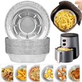 thumbnail image 2 of 10/50pcs Air Fryer Liner Round Aluminium Trays Containers Aluminum Foil Tin Box Home, 2 of 5