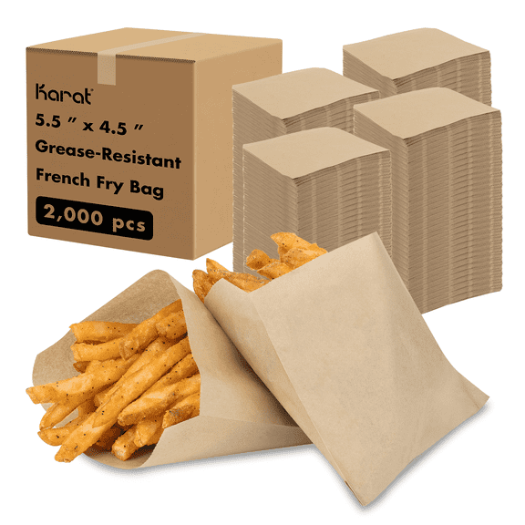 Karat Grease-ResistantFrench Fry Bag, Kraft - 2,000 pcs