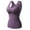 Purple, variant on Ladies Soft Thermal Underwear Cold Weather Slim Fit Sleeveless Shirts V Neck Vest Bra Tank Spongy Pad Fashion Thicken Plush Winter Warm Lined Base Layer Casual Tops