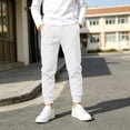 thumbnail image 2 of Besolor Cinch Bottom Sweatpants for Teen Boys Fall Winter Warm Casual Workout Joggers Elastic Waisted Kids Running Trousers with Pockets(14-15 Years,White), 2 of 7