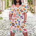 thumbnail image 2 of Vibrant Floral Seamless Pattern Design Women's Loose Short Sleeve Dress Casual Summer Plus Size Long Dresses with Pockets, 2 of 5