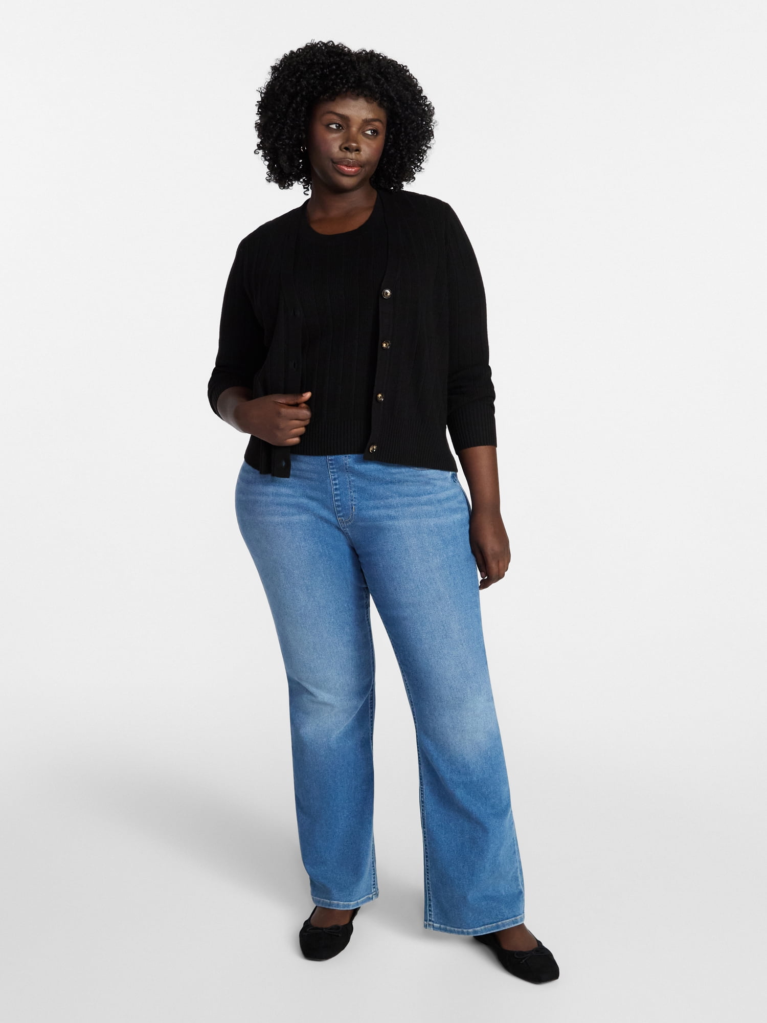 Terra & Sky Women's Plus Size Ribbed Tank Top and Cardigan Set, 2-Piece, Sizes 0X-5X