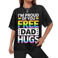 thumbnail image 2 of Mens Rainbow Free Dad Hugs LGBTQ Pride Month T-Shirt - LGBT Tee With Rainbow Lettering Washed Tee, 2 of 9