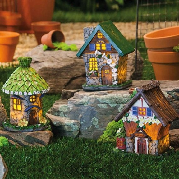 lighted fairy house, 3 asst