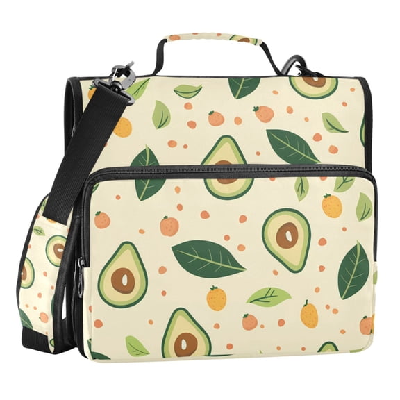 ALAZA Zipper Binder Avocado Strawberry and Dots 3 Ring Trapper Keeper File Folder Organizer Bag