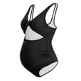 thumbnail image 5 of Duqingm Maternity One-Piece Swimsuits Seamless Maternity One Piece Swimsuit One Size Fits Bathing Suit Ribbed U-Shaped Back Pregnancy Swimwear Black,M, 5 of 7