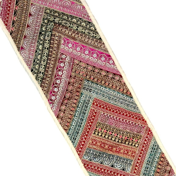 PRASHU Colorful Table Runner 12x60, Patchwork Embroidery Cloth Dining Table , Home Decor & Mat Gift (Beige)