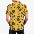 thumbnail image 3 of Balery Bees and Sunflowers Printed Men’s Short Sleeve Polo Shirt, Midweight Men's Shirt,Golf Polo shirts -X-Large, 3 of 8