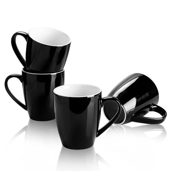 Porcelain Coffee Mugs - 16 Ounce (Top to the Rim) for Coffee, Latte, Tea, Cocoa, Set of 4, White