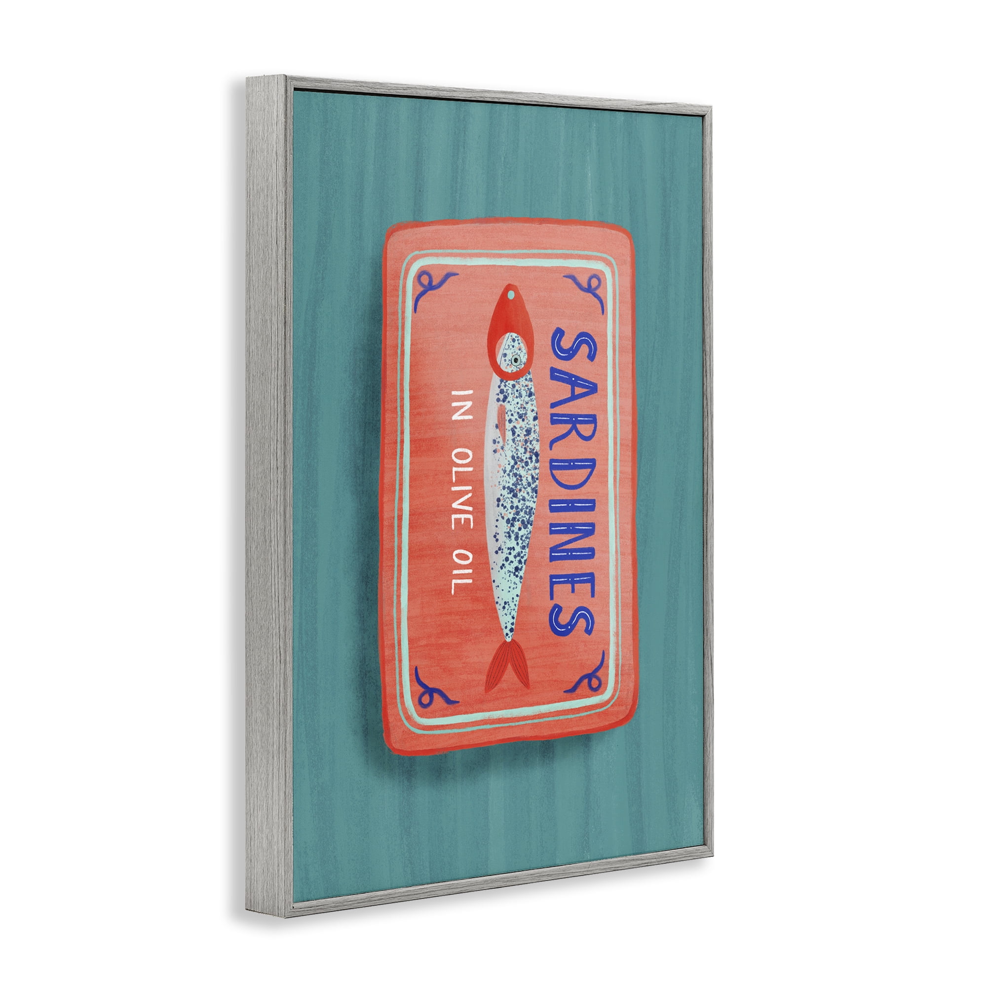 Stupell Industries Sardines Olive Oil Seafood Gray Framed Giclee Art, design by Metka Hiti