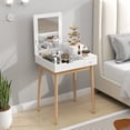 thumbnail image 2 of HOMCOM Coiffeuse Moderne avec Miroir Rabattable et 2 Tiroirs pour Chambre, 2 of 10