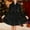 Black, variant on Women's Velvet Dress Fashion Long Sleeve Button V Neck High Waist Tiered A-Line Skater Cocktail Party Mini Dresses Black M