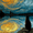 Swan, variant on Starry Night Cat Canvas Art, Painting Craft Supplies & Easel Decor for Cat Lovers