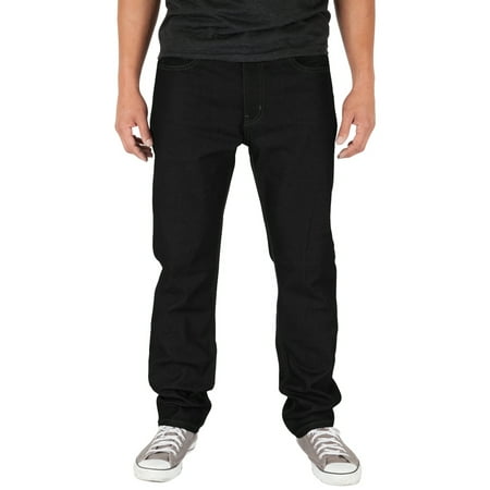 Shaka Wear Mens 12oz raw denim pants classic straight rigid jeans Black (Best Raw Denim Jeans)