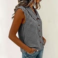 thumbnail image 4 of Women Gingham Button Down Slim Sleeveless Blouse Plaid Top Summer Henley Neck Tank Vest Spring Summer Clothes, 4 of 7