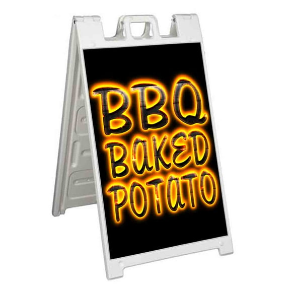 BBQ Baked Potato (24" X 36") Standard A-Frame Signicade, Includes Decal Applied To Stand