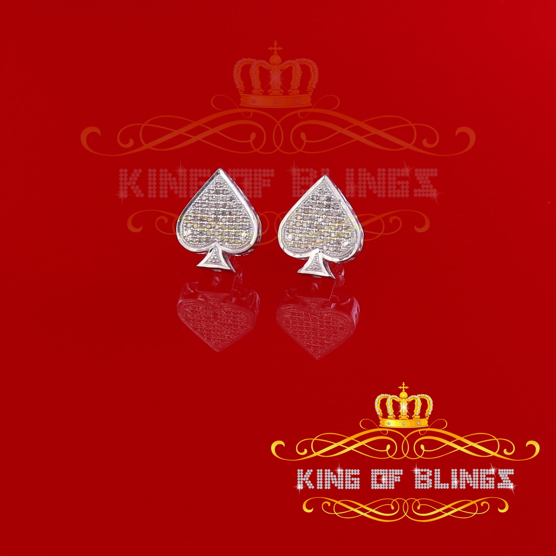King of Bling's 925 Sterling Silver White 0.25ct Diamond For Women's / Men's Stud Heart Earring