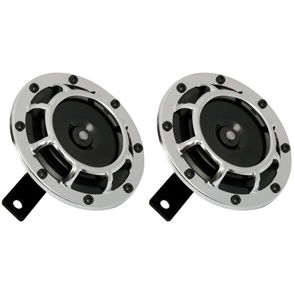 2 Pcs 12V Electric Compact Grill-Mount Disc Car Air Horn for Cars Motorcycle Scooters SUVs Boat Vans White