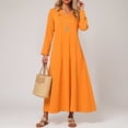thumbnail image 2 of zaveiop Women's Long Sleeve V-Neck Loose Plain Maxi Dresses Casual Long Dresses with Pockets (Orange, XL), 2 of 9